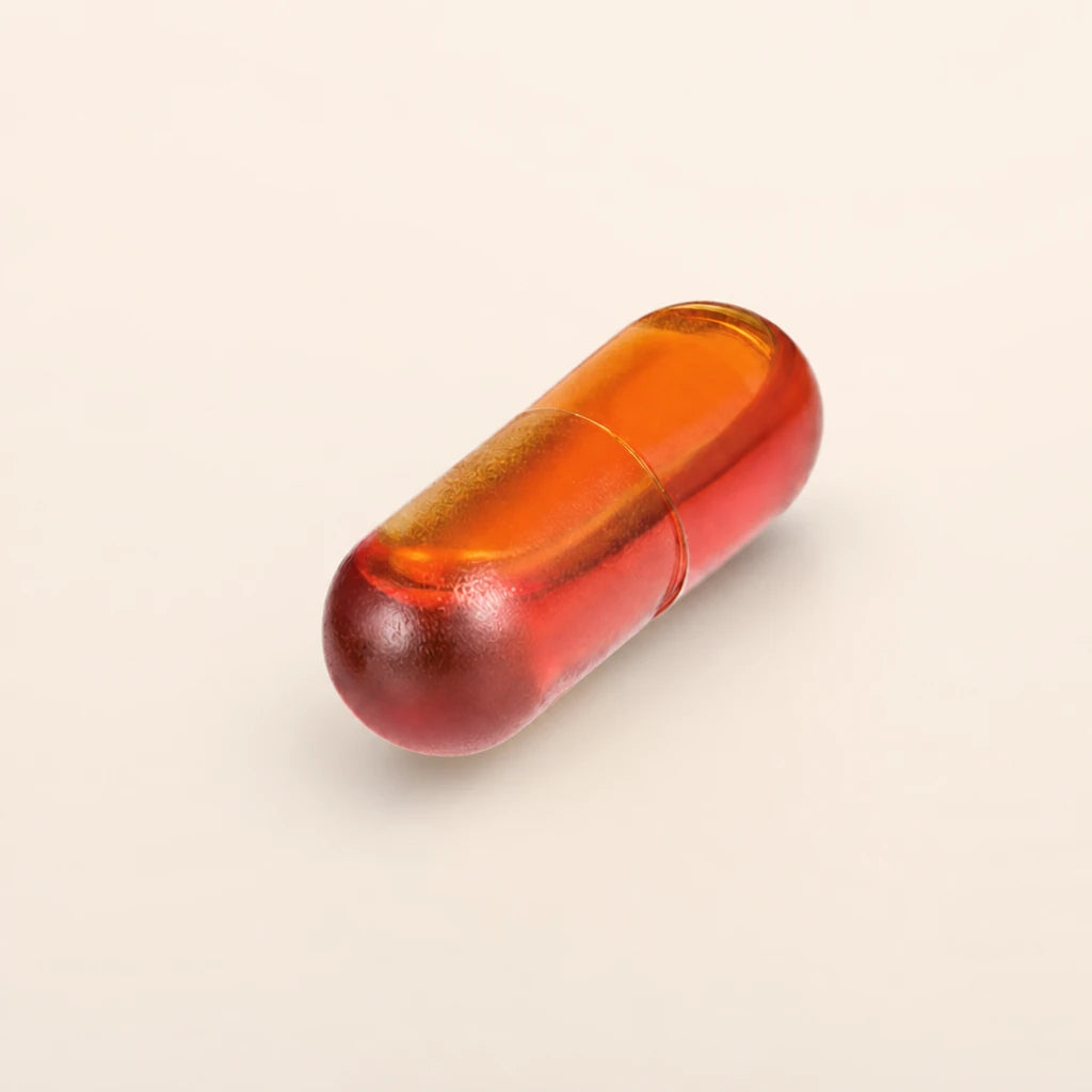 Illustration von flüssigem Curcumin in einer Kapsel